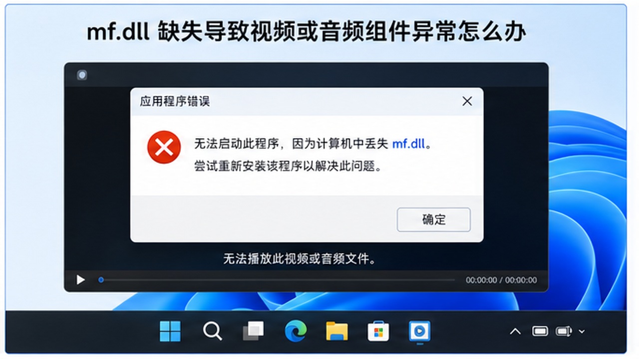 mf.dll 缺失导致视频或音频组件异常？Windows 媒体组件修复方法