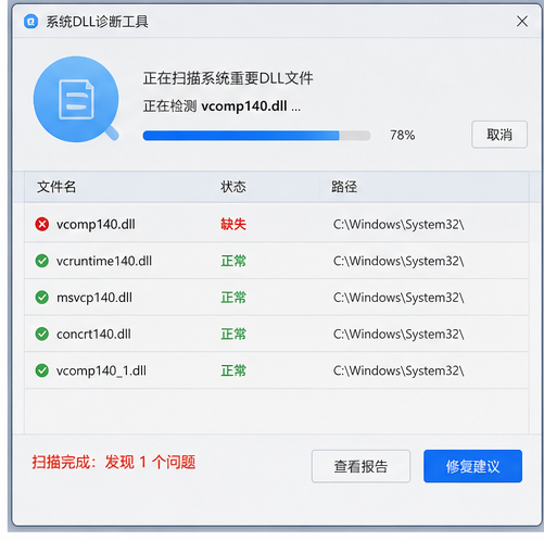 vcomp140.dll 工程任务恢复验证